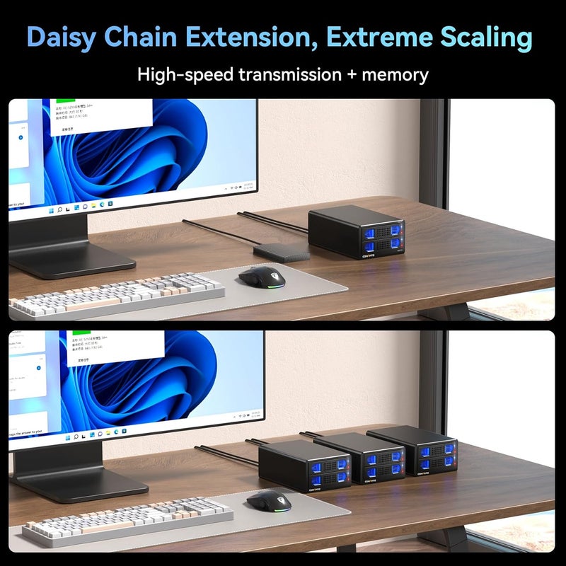 cenmate Aluminum Dual Bay 10Gbps Hard Drive Enclosure with Cooling Fan for 2.5“/3.5" SATA HDD/SSD with USB A/C 3.2 Gen 2, Support Hot Swappable, Daisy Chain Expansion, Tool-Free, DAS(NO RAID/NAS) - Image 5